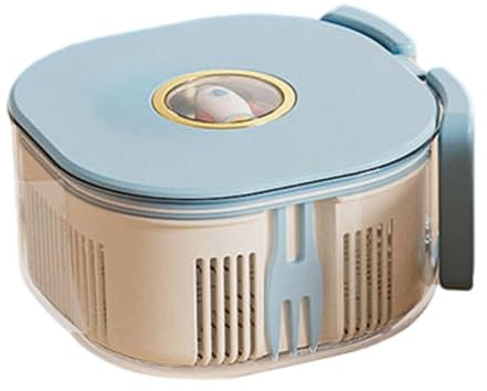 Bol Lavafrutas Colador de Cocina Portátil con Tapa y Almacenamiento