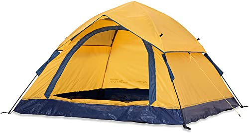 Lumaland Camping Zelt | Leichtes Pop Up Wurfzelt | 2-3 Personen Kuppelzelt | Trekking & Festival Igluzelt | Sekundenzelt Wasserdicht 210x190x110cm | Ideal auch als Strand Wind- & Sonnenschutz [Gelb]