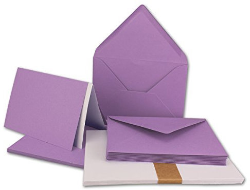 10x Faltkarten SET DIN A6/C6 mit Brief-Umschlägen in Lila - inklusive Einleger - 14,8 x 10,5 cm - Premium Qualität - FarbenFroh