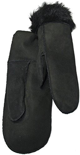 SAWA Handschuhe aus Lammfell für Damen und Herren Fausthandschuhe (H10, schwarz)