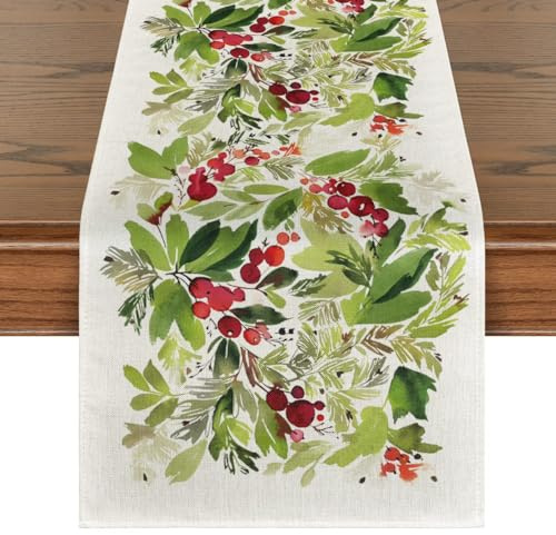 Artoid Mode Holly Christmas Table Runner Home Party Decor 13x72 Inch
