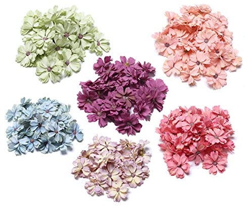 SUpoetry 60 Stück Deko Blüten, Blumen Basteln, Mini Seidenblumen, Künstliche Blumen, Kunstblüten, Craft Decor Hochzeit Home Decor, Durchmesser 4.5cm