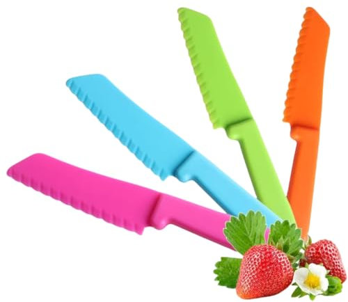 ZLXFT Set di Coltelli Colorati,4 Coltelli da Cucina per Bambini,Coltelli per Bambini,Coltelli Di Sicurezza Per Bambini,Coltello Da Frutta Per Bambini, Set Di Coltelli Da Cucina Per Bambini
