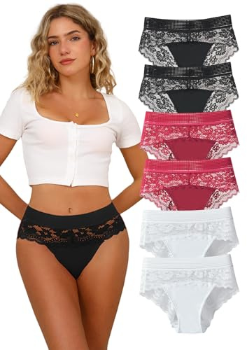 Hialegion Femmes Taille Haute sous Vêtements Bikini Confortable sous Vêtements Femmes Culotte Respirante Cute Culotte Lot de 6 L