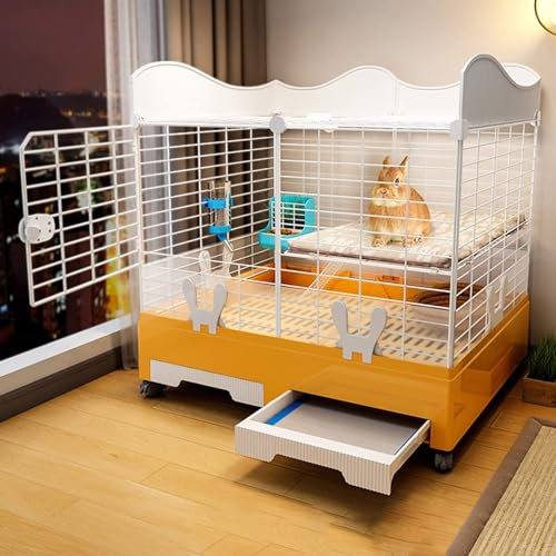 kaninchenställe Anti-Spray-Kaninchenkäfig For Den Innenbereich,Hasenkäfige,Kaninchenlebensraum,Frettchenkäfig Auf 2 Ebenen,Kleintierkäfig-Kaninchenstall Mit Rädern For Hasen,Chinchillas Und Frettchen(