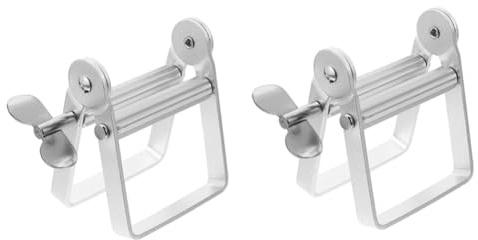 Pyanegn Exprimidor de Pasta de Dientes, Rodillo de Tubo de Metal, Dispensador de Pasta de Dientes Giratorio, Exprimidor de Tubo, Exprimidor de Acero Inoxidable