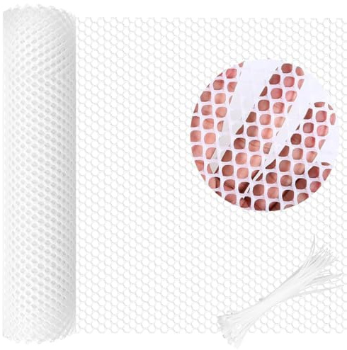 ZYYRSS 5m x 40cm Mesh Fence, Versatile Black Plastic Fencing & Netting, Cuttable Animal Wire Mesh Fence with 20 Pcs Ties, Suitable for Cat Dog Rabbit Barrier and Plant Protectors (White)