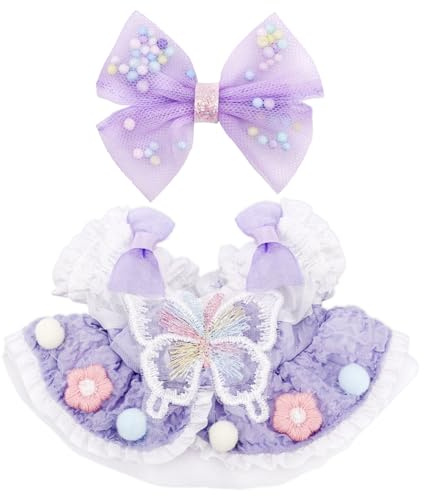 2pcs Poupée Vêtements, Tenues Kawaii Vêtements Mignons Mode Robe et Barrette à Cheveux pour Poupées Peluche de 15 à 17cm Accessoires de Présentation Cadeaux pour Collectionneurs (Violet)