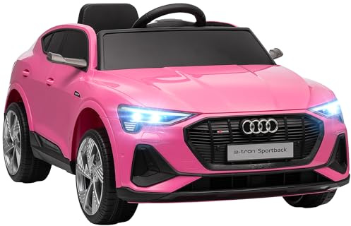 HOMCOM Audi E-tron Licensed 12V Kids Electric Ride on, Electric Car for Kids, with Parental Remote, Music Lights MP3, Suspension Wheels, for 3-5 Years, Pink