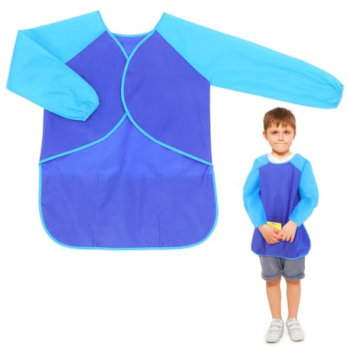 Hemobllo Kids Waterproof Painting Apron Long Sleeve Art Smock – Paint-Resistant Polyester for Mess-Free Arts & Crafts – for Children Ages 3–8, Cooking, Painting, DIY Projects