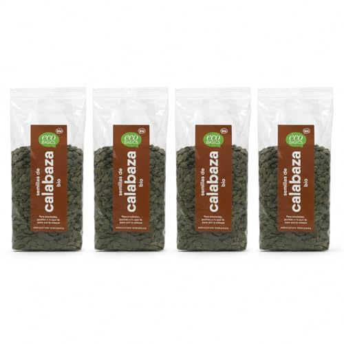 Pack 4 Pipas de Calabaza Eco Basic Bio 500 g, Semillas de Calabaza Ecológicas Peladas, Para Ensaladas, Panes, Yogures, Cremas y Repostería, Total 2 kg
