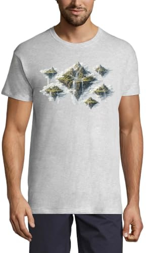 Majestätiska flytande öar med vattenfall rund hals bomull herr t-shirt aska