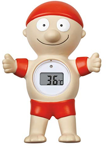 TFA Dostmann Digitales Badethermometer Bademeister, 30.2032, LED Warnung bei zu hoher Badetemperatur, schwimmt, gut ablesbar, rot