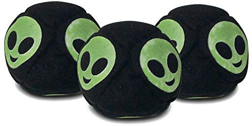 World Footbag Alien Hacky-Fußsack, leuchtet im Dunkeln, 3 Stück, Schwarz