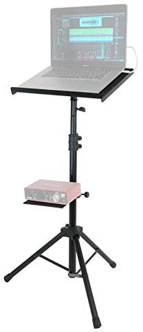 Rockville RLS68 Dual-Tray Laptop/Tablet Stand, Adjustable Height 30-51, Foldable, Portable, for DJs, Presenters, and Musicians
