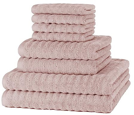 Merana Oslo Handtuch Set | schnelltrocknend, weich & fusselfrei | Frottier Luxus Qualität | 100% Baumwolle Frottee | Oeko-TEX | 590 GSM | Rosa (8er Sparset | 4 Gästetuch, 2 Handtuch, 2 Duschtuch)