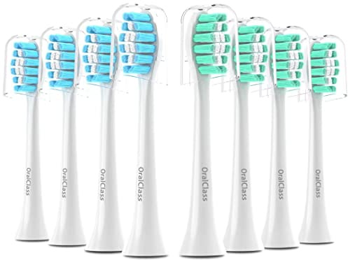 OralClass Replacement Toothbrush Heads for Philips Sonicare Click-on Handles, Medium Soft Electric Brush Heads Refills, 8 Pack