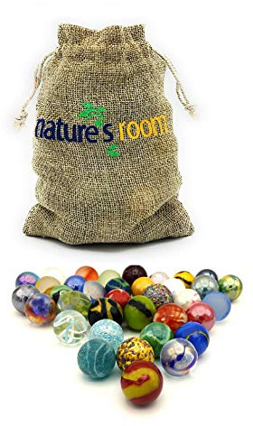 Naturesroom Glass Shooter Marbles for Kids - Large 1 Shooter Marbles Bulk for Collectables, Games and Home Decorations - Set of 25 Assorted Colors - Jugar a Las Canicas