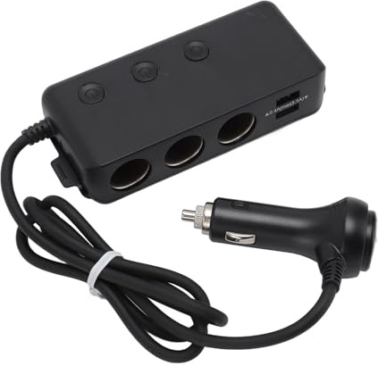 Cigarette Lighter Adapter, 120W 12V/24V 3-Socket Car Cigarette Lighter Power Splitter with 3 USB and QC3.0 Charging Ports, LED Voltage Display, DC Outlet, for 12V/24V Vehicles