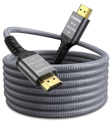 Quntis Premium 8K HDMI Cable 3M - Certified HDMI 2.1, Dynamic HDR, 48Gbps High Speed HDMI Cord, Nylon Braided, Compatible with PS5, Roku TV, HDTV, Laptop, PC, Soundbar, Projector, Monitor