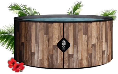Coco Bain Piscina Fidji - Piscina Fuori Terra 180cm di diametro - 1200 Litri - Imitazione Legno Vero