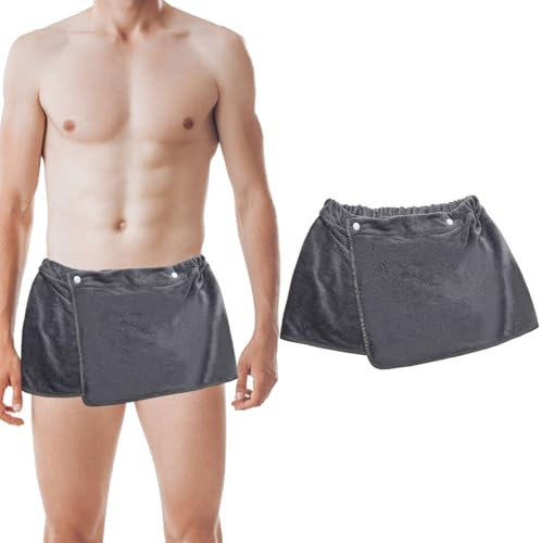 VOSSOT Saunakilt Herren, Saunahandtuch Baumwolle, Herren Badetuch, Schnapp-Badetuch Kilt, Badetuchrock, Weiche Atmungsaktive Mikrofaser Dusche Kurze Hose für Dusche, Sauna, Spa und Strand 30 * 140 cm