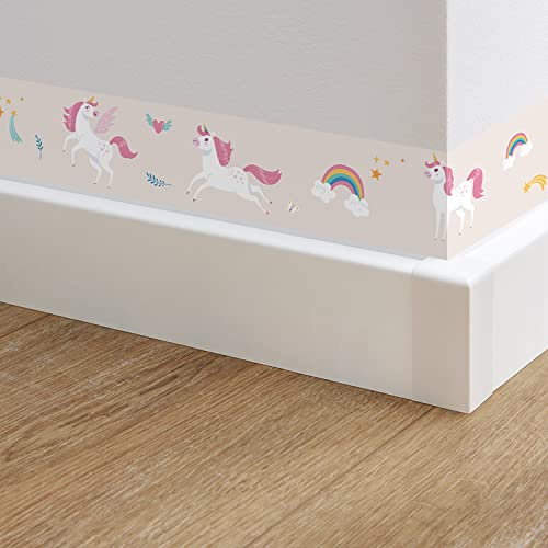 neukids 4 Rolls Peel and Stick Shell Color Unicorn Wall Border,10x200cm | DIY Skirting Border Self Adhesive Borders for Walls,Bedroom Bathroom Kitchen Children's Room Decoration Wallpaper Borders