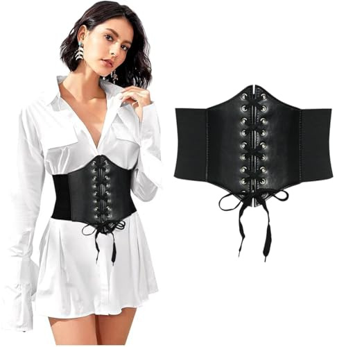 FEQDWOX Cinturón de Waspie Tied para mujer, cinturón ancho con cordones corsé cintura elástica