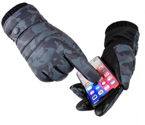 Holibanna Einzelpaar Wasserdichte Winddichte Winter-handschuhe Für Outdoor-aktivitäten Verdickte Plüsch-handschuhe Mit Touchscreen-funktion Zum Wandern Camping Radfahren Angeln Dunkelblau