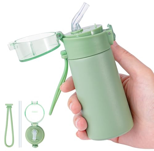 Small Water Bottle 150ml with Straw, Mini Water Bottle with One-Hand Open Design, 304 Stainless | Leak-Proof | 4-6 Hours Hot/Cold Retention and Portable for Coffee, Milk, or Any Beverage - BPA Free