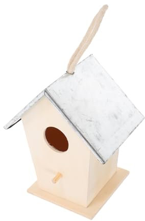 EXHUMKY Nid Oiseau Bois Décoratif Renforcé pour Jardin Maison pour Oiseaux Métal Idéale pour Patio Cour Et Extérieur Abri pour Petits Oiseaux Et Colombes
