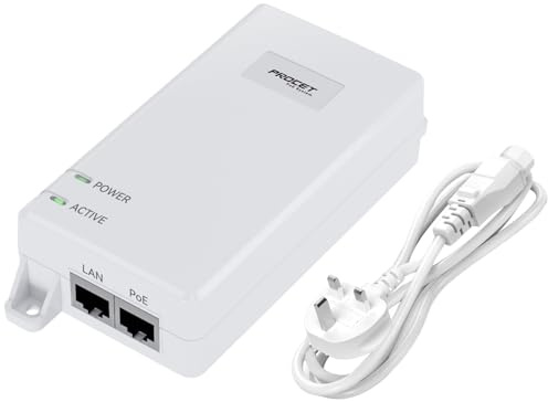 PROCET 10 Gigabit PoE Injector 60W IEEE802.3BT Standard Compliance for eero PoE 6/UniFi U6 Enterprise, U7 Pro XGS, E7 Campus, Wireless Access Point, PTZ HD Camera, UniFi G6 Pro Bullet, CCTV Camera