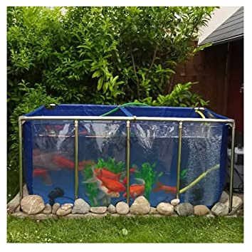 Bassin à poissons hors-sol en toile PVC – Aquarium d'eau claire pour enfants, facile à installer avec support en acier inoxydable
