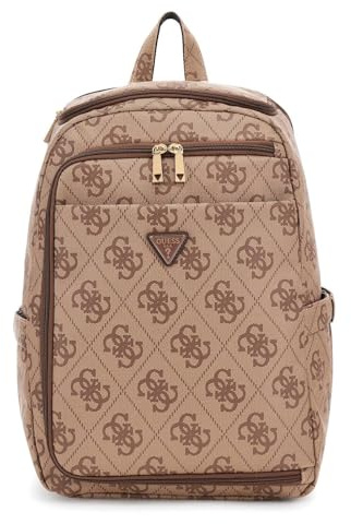 GUESS Rucksack Freizeitrucksack mit Laptopfach U-Zip Backpack Latte Logo/Brown hellbraun