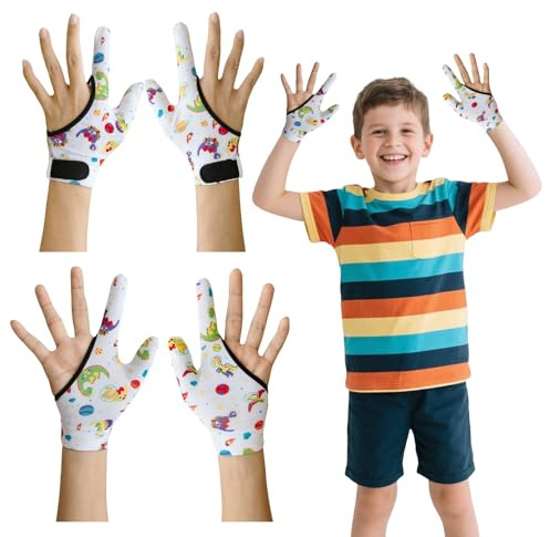 4 pezzi succhiare il pollice, succhiare il pollice, smettere di succhiare il pollice, guanti da masticare, guanti da masticare per bambini e mordere le dita per 5-13 anni. (#10)