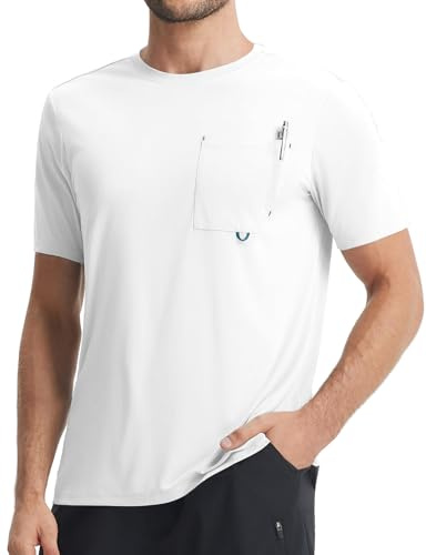 baleaf Camiseta de manga corta con bolsillo para hombre, protección solar UPF 50+, protección solar, protección UV, para senderismo, caminar, secado rápido, ligero