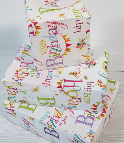 Abacus Happy Birthday Gift Wrap & Gift Tags Pack – 2 Wrapping Paper Sheets & 2 Gift Tags