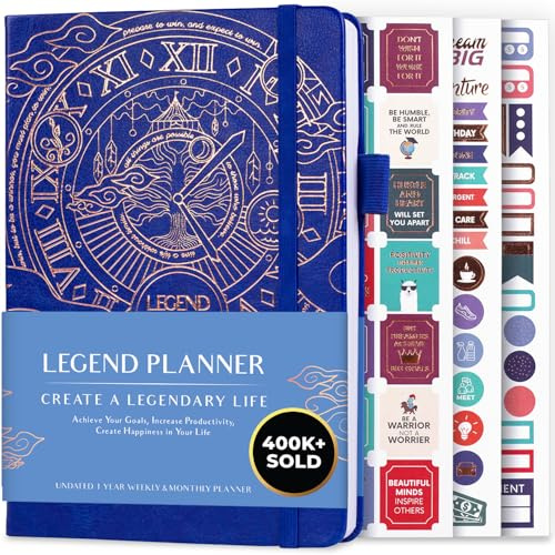 Legend Planner – Weekly & Monthly Life Planner to Hit Your Goals & Live Happier. Organizer Notebook & Productivity Journal. A5 (Royal Blue)