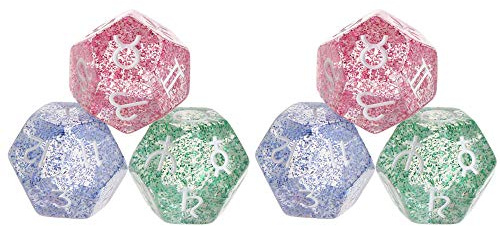 POFET 2 set 6 st flerfärgad 12-sidig harts tärning astrologi tarot konstellation spådom modell B