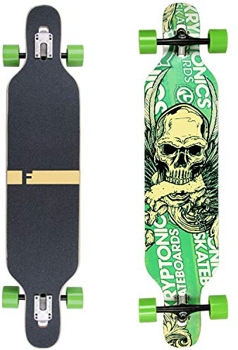FunTomia Longboard Drop Through Cruiser Skateboard complet avec roulement à billes Mach1 High Speed T-Tool avec ou sans roues LED