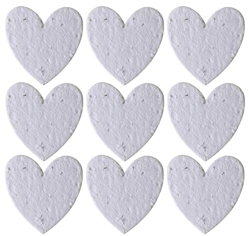 Revive a Bee Plantable Seed Paper Hearts (Pack of 50), White Wildflower Seeded Paper Rewilding Aid for Weddings, Parties, Funerals