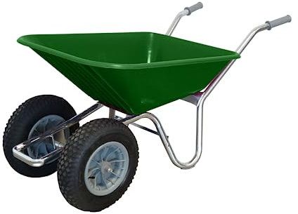 County Clipper Duo, Twin Wheel, Wheelbarrow 100-120ltr (Pneumatic Air Wheel, Green)