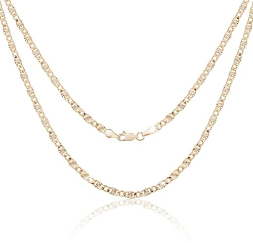 Richapex Herrhalsband i 18K guld kubansk kedja kubansk kedja 2,6 mm kedja 60 cm för män och kvinnor, Guld