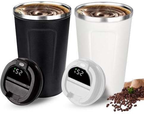 2 Piezas Taza Termo Cafe para Llevar, 500ml Vaso Café Termico Frio y Caliente de Acero Inoxidable sin BPA, Coffee Mug to go Termo, Vaso Termico Cafe Antigoteo para Coche, Termo Café Hermético