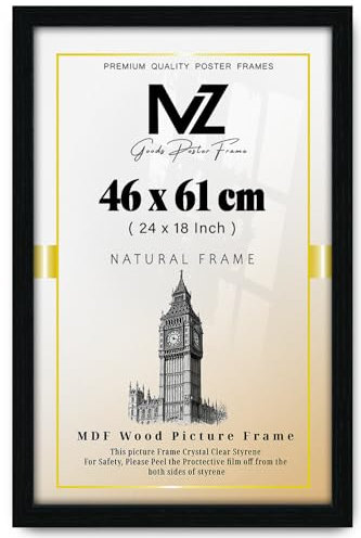 Modern Mdf Wooden Wide Black Frame | 61x46 Cm Poster Frames Durable Sleek Acrylic Front | Jigsaw Puzzle Picture Frames Large Art Display For Home & Office Décor