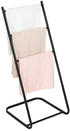 Niceey Toallero de Pie Inclinado, Soporte de Toallero Independiente, Organizador de Metal de 3 Niveles Inclinado para Toallas de Baño y Manos, Accesorios de Baño, Negro