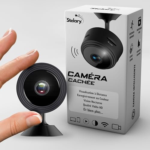 Stelary Caméra Espion | Support Magnétique | Caméra Cachée Mini | Surveillance Discrète | Caméra Sécurisée pour Maison | Emplacement Micro SD 128 Go | WiFi | Facile à Installer