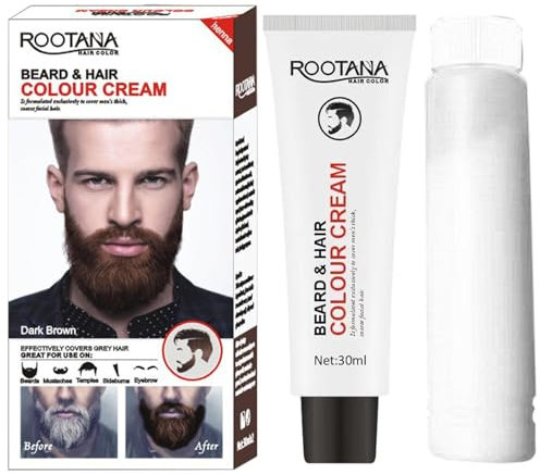 Teinture À Barbe Pour Hommes, Coloration Moustache Et Barbe, Élimine Les Poils Blancs Pour Un Résultat Plus Épais, La Couleur Dure 2 À 3 Semaines, 60ML Moustache Dye Kit Coloration