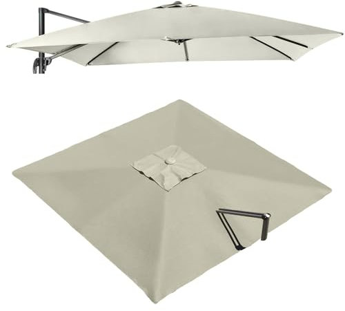 VLKLPZAHAK Housse De Rechange pour Parasol Déporté Carré De 250x250cm Tissu De Remplacement pour Parasol De Patio, Toile De Rechange pour Parasol De Marché Extérieur(Light Grey,2.5x2.5m (8.2x8.2ft))
