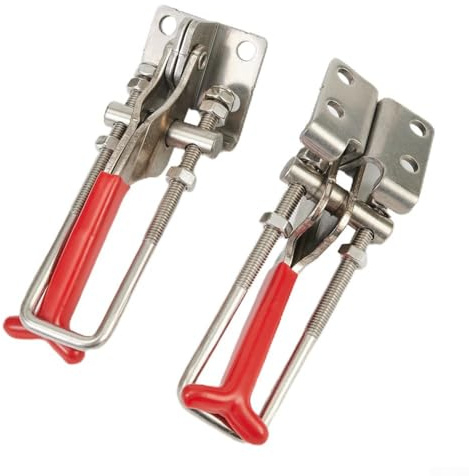 Paquete de 2 abrazaderas de palanca horizontales de acero inoxidable 304 de alta resistencia con capacidad de carga de 200 kg y paso de bloqueo ajustable para carpintería y metalurgia
